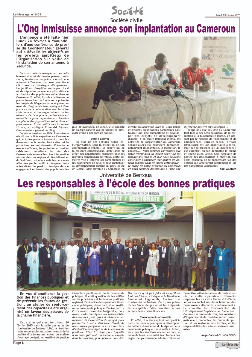 Implantation d’inmisuisse au Cameroun